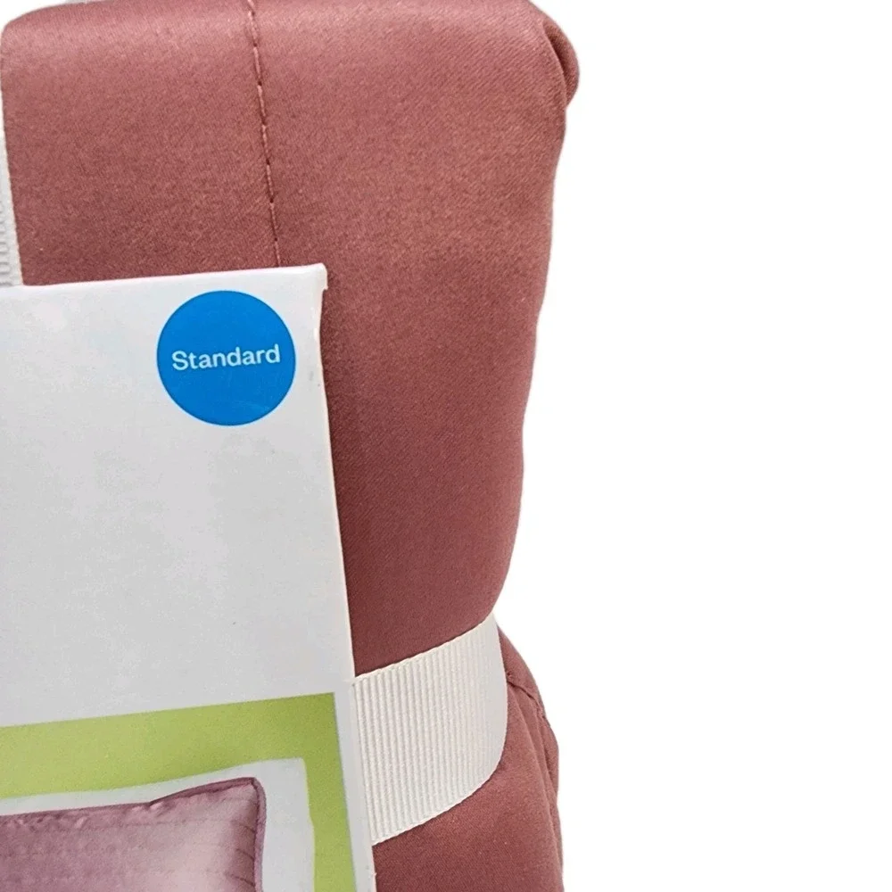 Room Essentials Rose Pink Satin Standard Size Quilted Pillow Sham 20